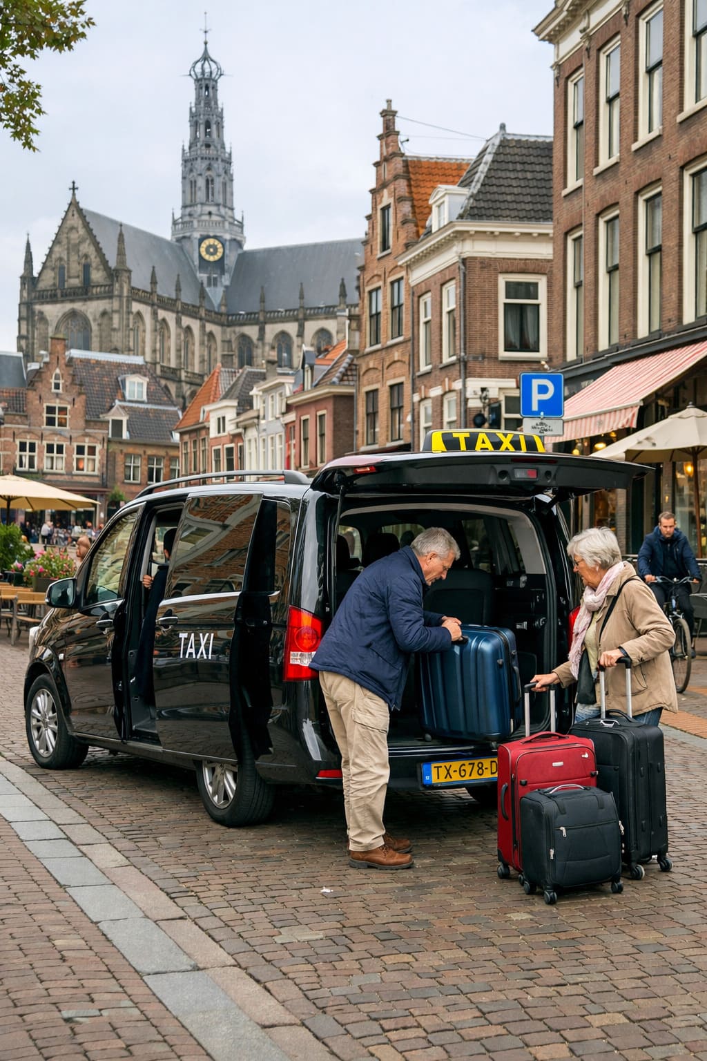 Black Mercedes Vito taxi at the Grote Markt in Haarlem